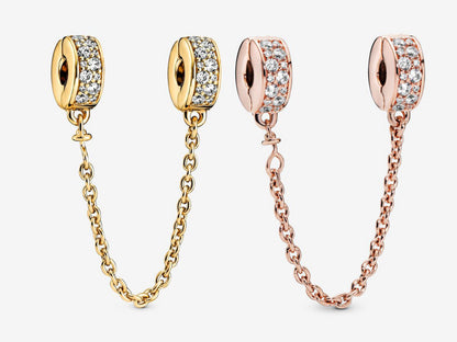 Clear Pavé Safety Chain Clip Charm