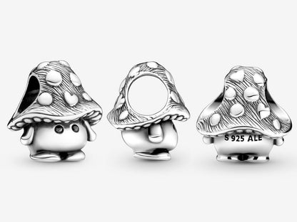 Cute Mushroom Sterling Silver Charm
