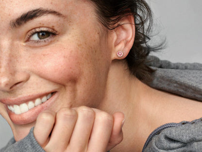Pink Daisy Flower Stud Earrings