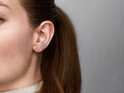 Pink Daisy Flower Stud Earrings
