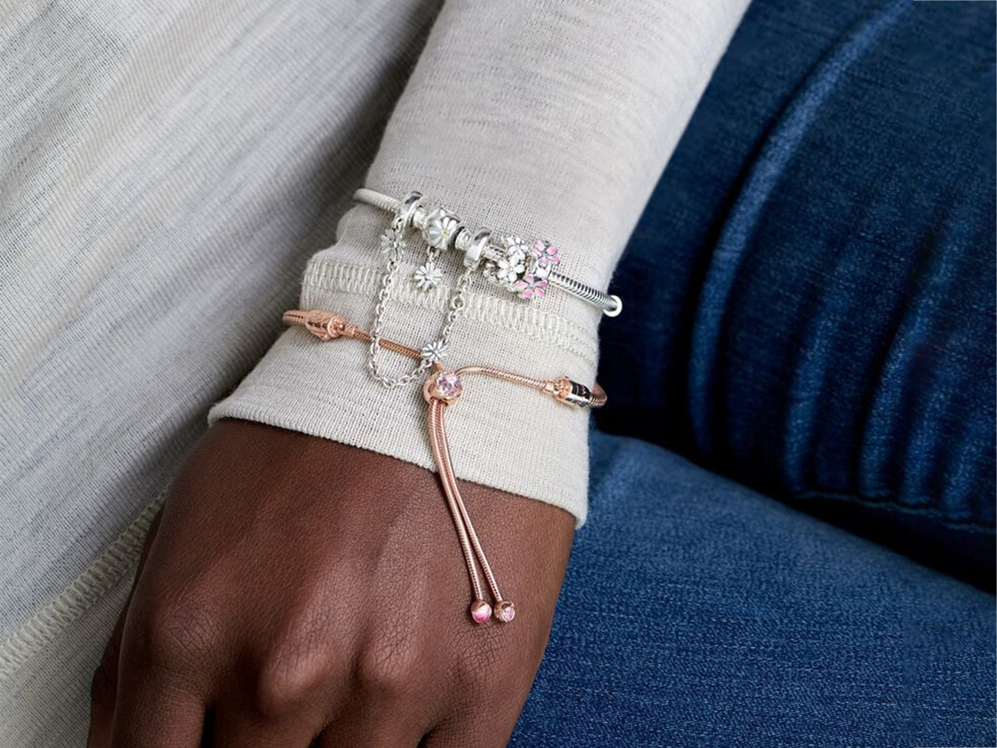 Daisy Flower Clasp Snake Chain Bracelet