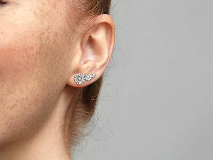 Sparkling Daisy Flower Trio Stud Earrings