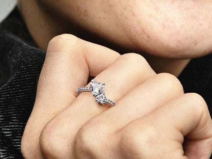 Double Heart Sparkling Ring