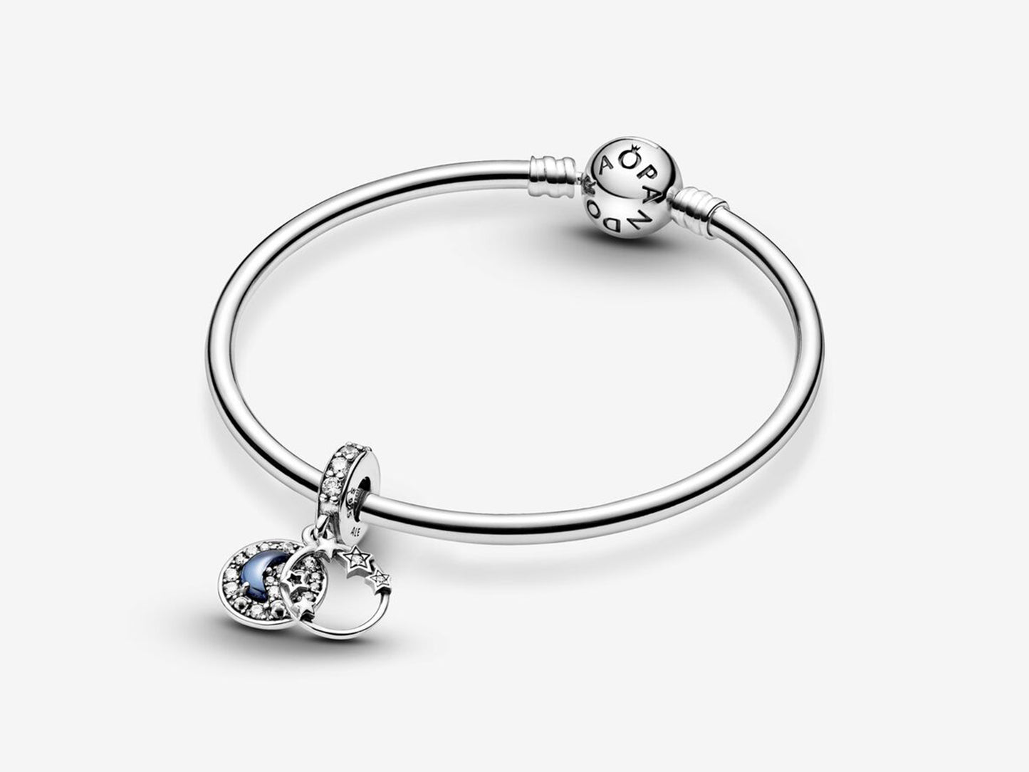 Blue Night Sky Crescent Moon & Stars Dangle Charm