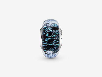 Wavy Dark Blue Murano Glass Ocean Charm