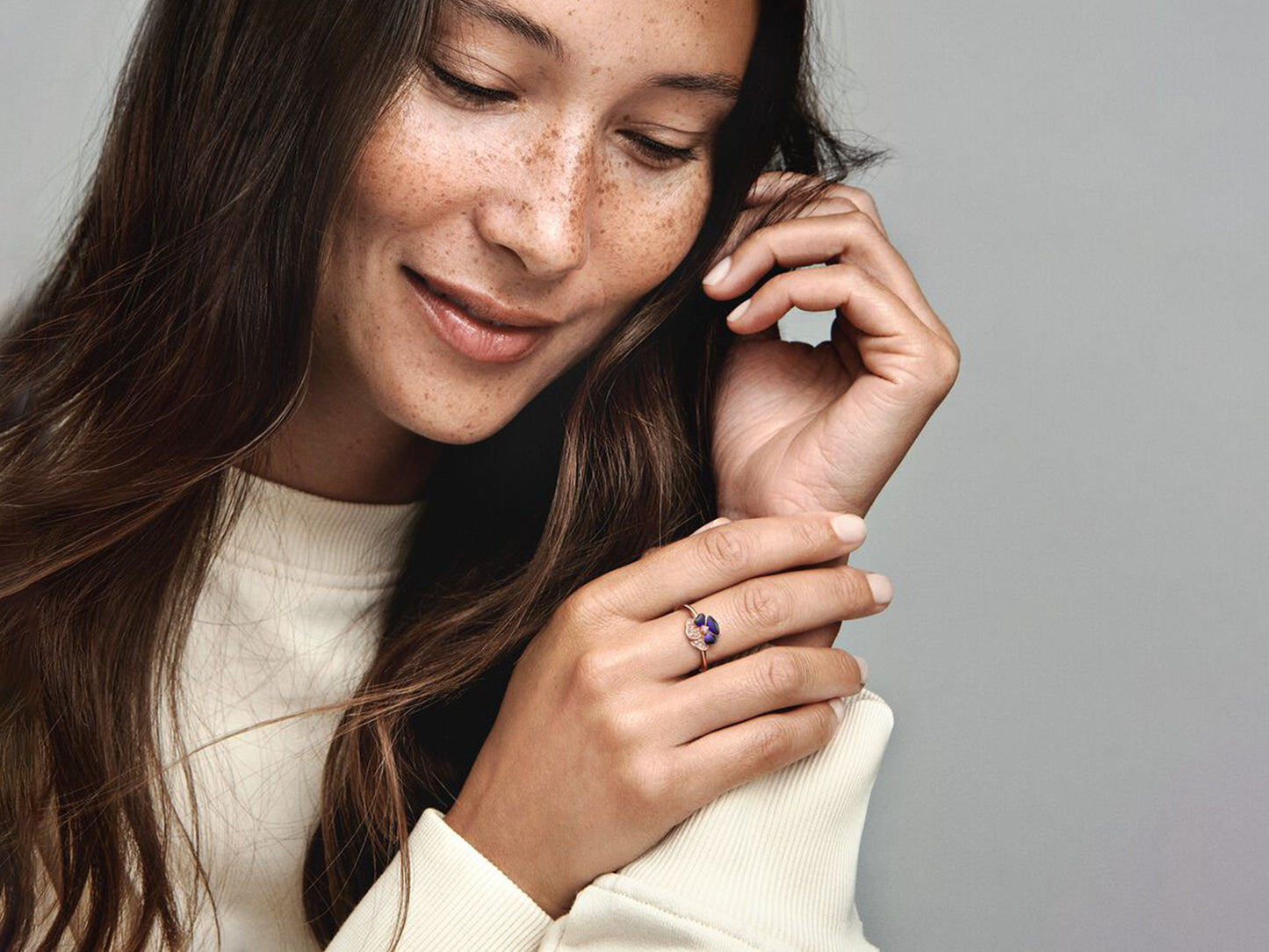 Deep Purple Pansy Flower Ring