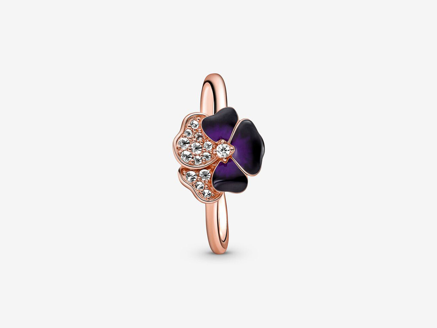 Deep Purple Pansy Flower Ring