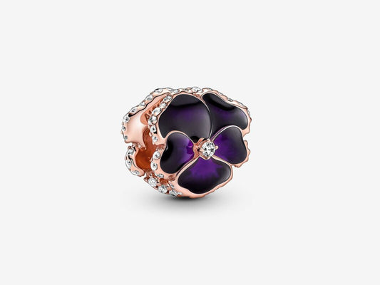 Deep Purple Pansy Flower Charm
