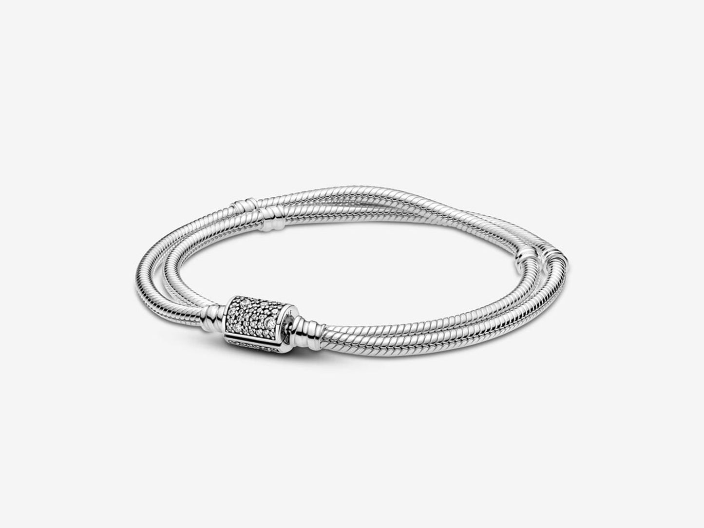 Double Wrap Barrel Clasp Snake Chain Bracelet