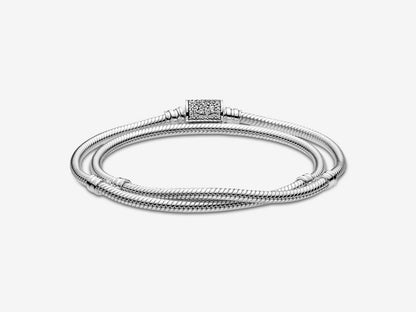 Double Wrap Barrel Clasp Snake Chain Bracelet