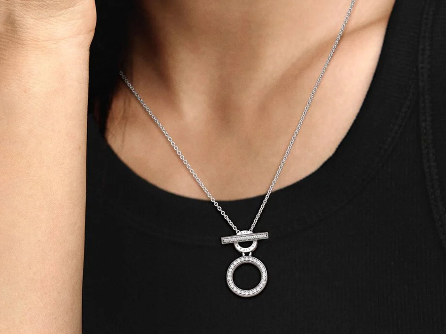 Double Circle T-Clasp Necklace
