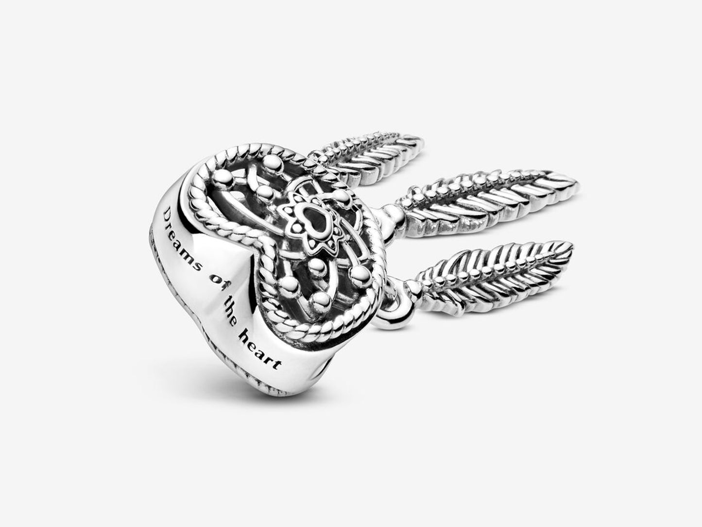 Openwork Heart & Three Feathers Dreamcatcher Charm