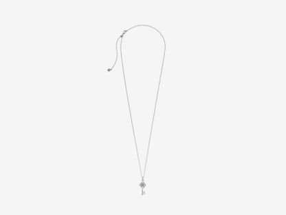 Dual-Tone Key & Flower Pendant Necklace