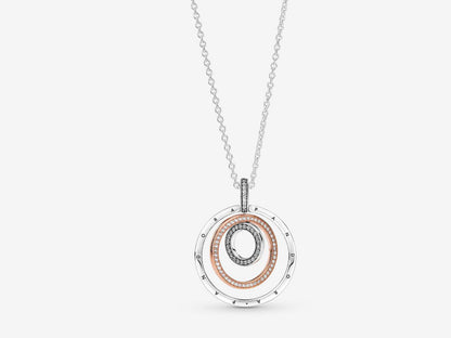 Dual-Tone Multi-Ring Pendant & Necklace