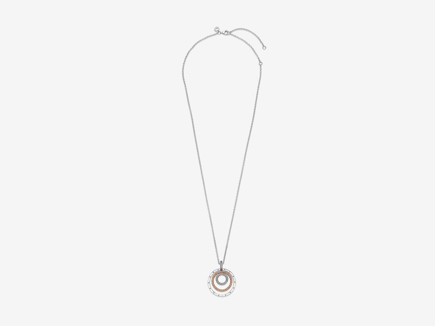 Dual-Tone Multi-Ring Pendant & Necklace