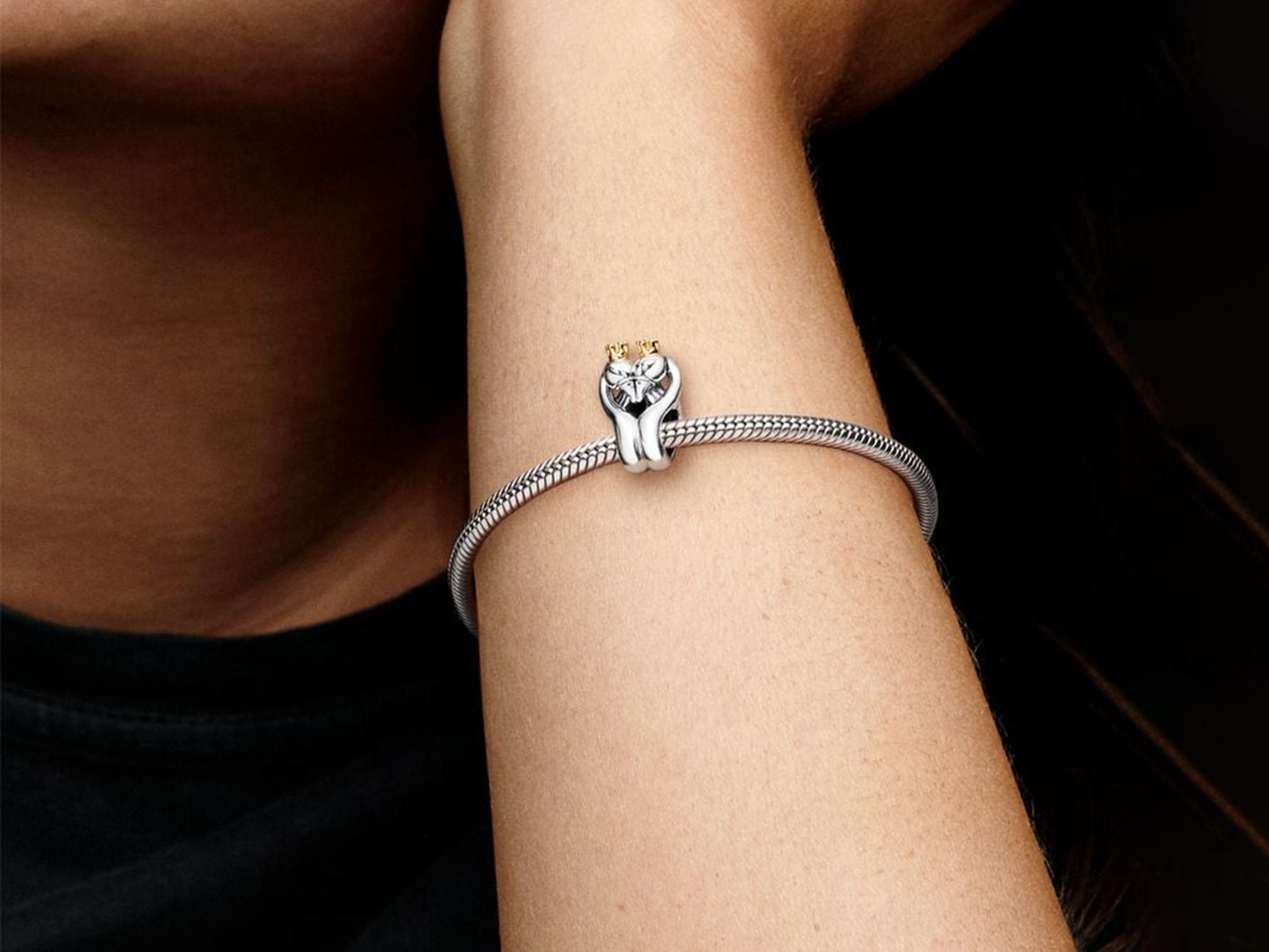 Dual Swan & Heart Silver Charm