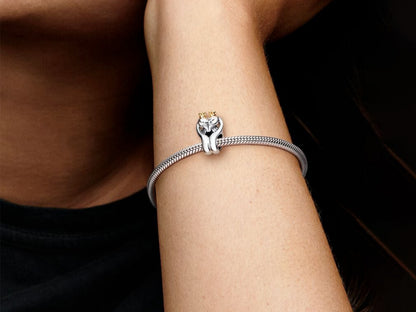 Dual Swan & Heart Silver Charm