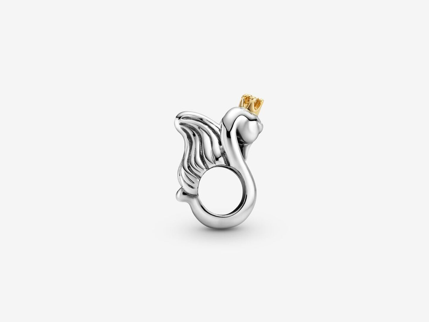 Dual Swan & Heart Silver Charm