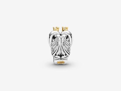 Dual Swan & Heart Silver Charm