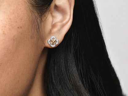Dual Tone Floral Stud Earrings