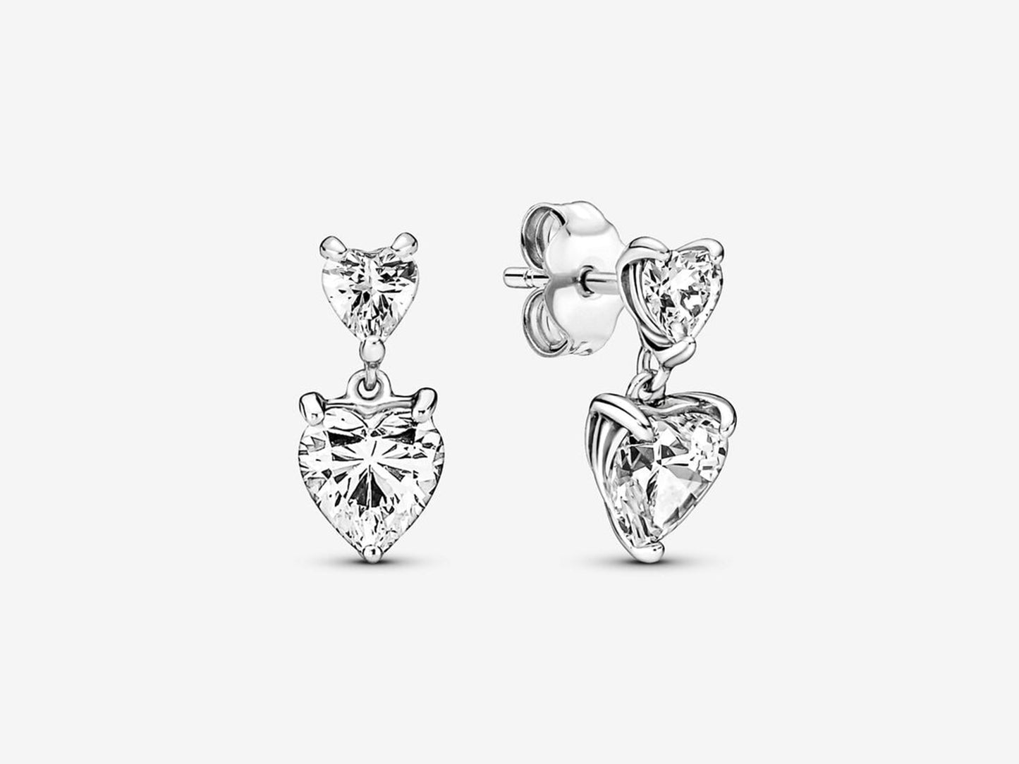 Double Heart Sparkling Stud Earrings