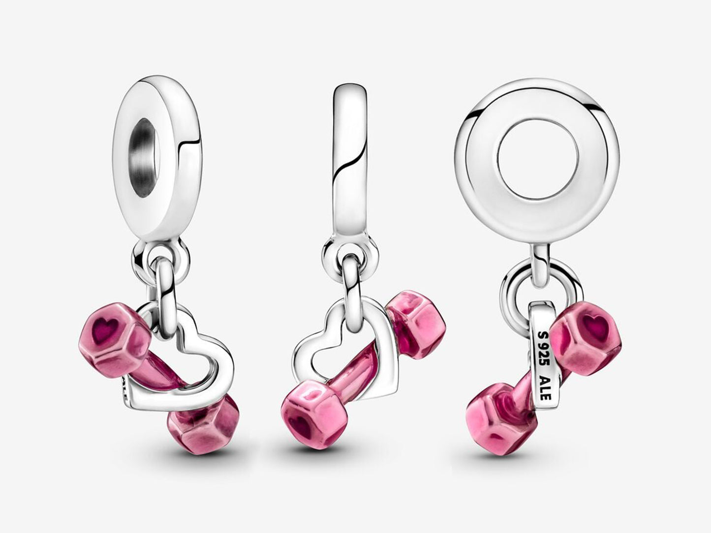 Dumbbell & Heart Dangle Charm