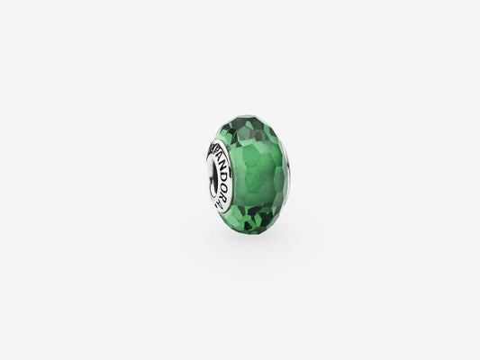 Dark Green Faceted Glass Charm
