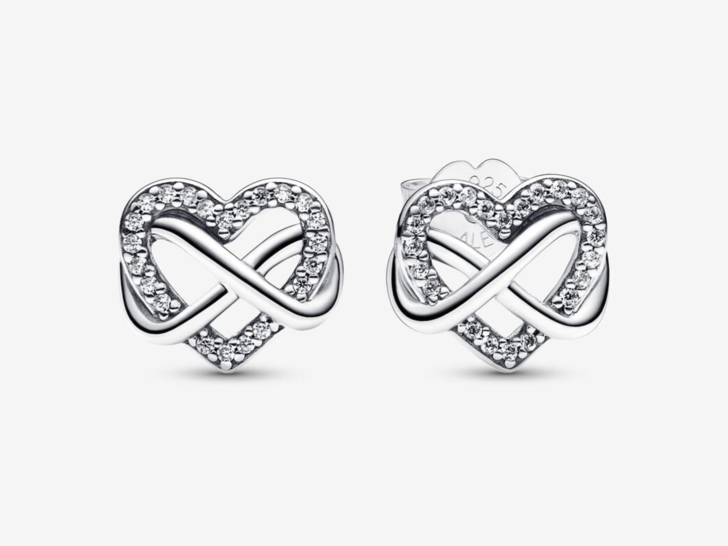 Sparkling Infinity Heart Stud Earrings