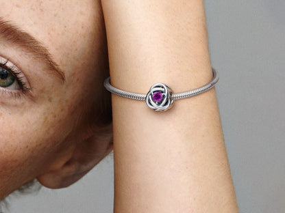 February Purple Eternity Circle Charm