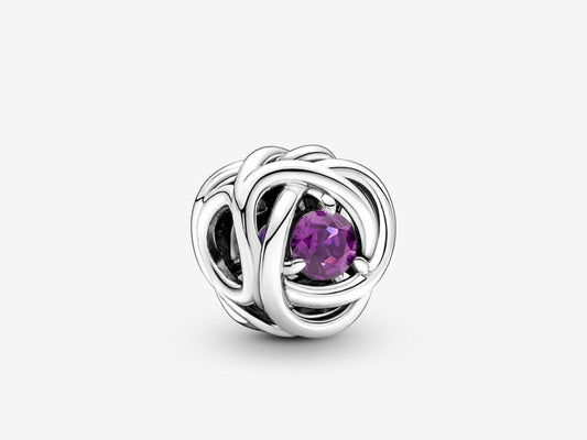 February Purple Eternity Circle Charm