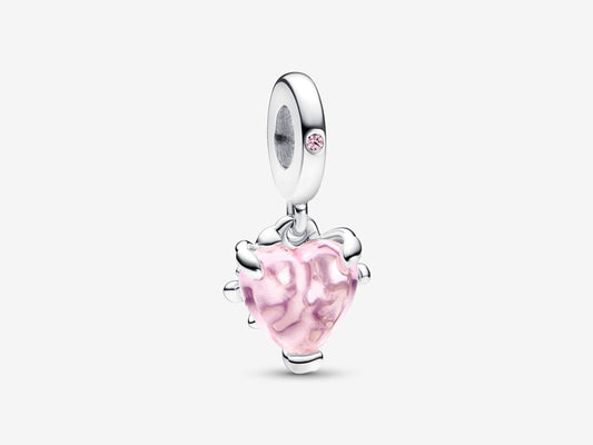 Pink Family Tree & Heart Dangle Charm