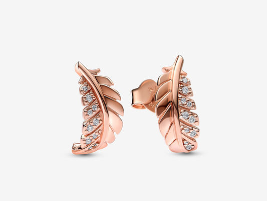 Floating Curved Feather Stud Earrings