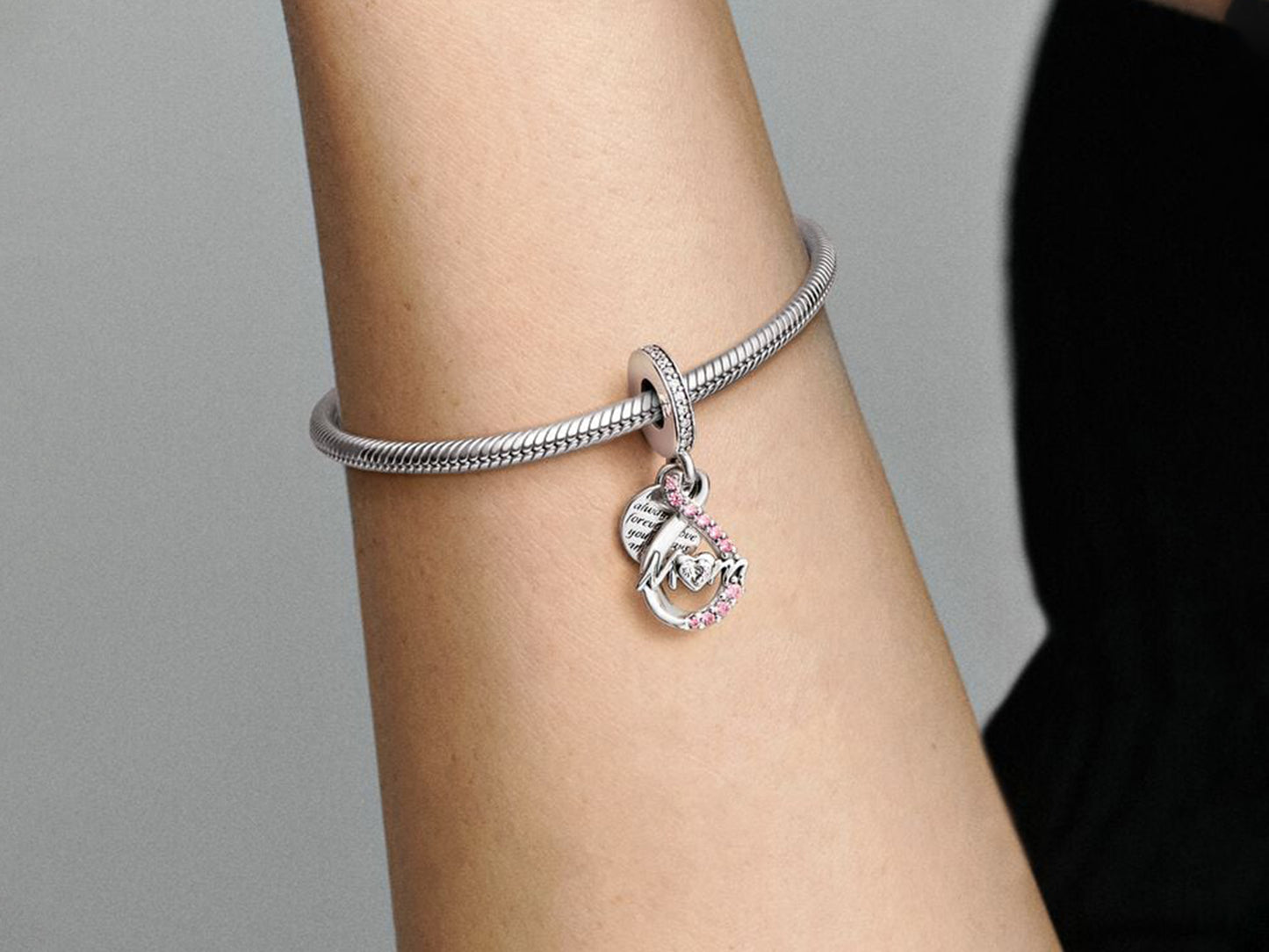 Mom Infinity Pavé Double Dangle Charm