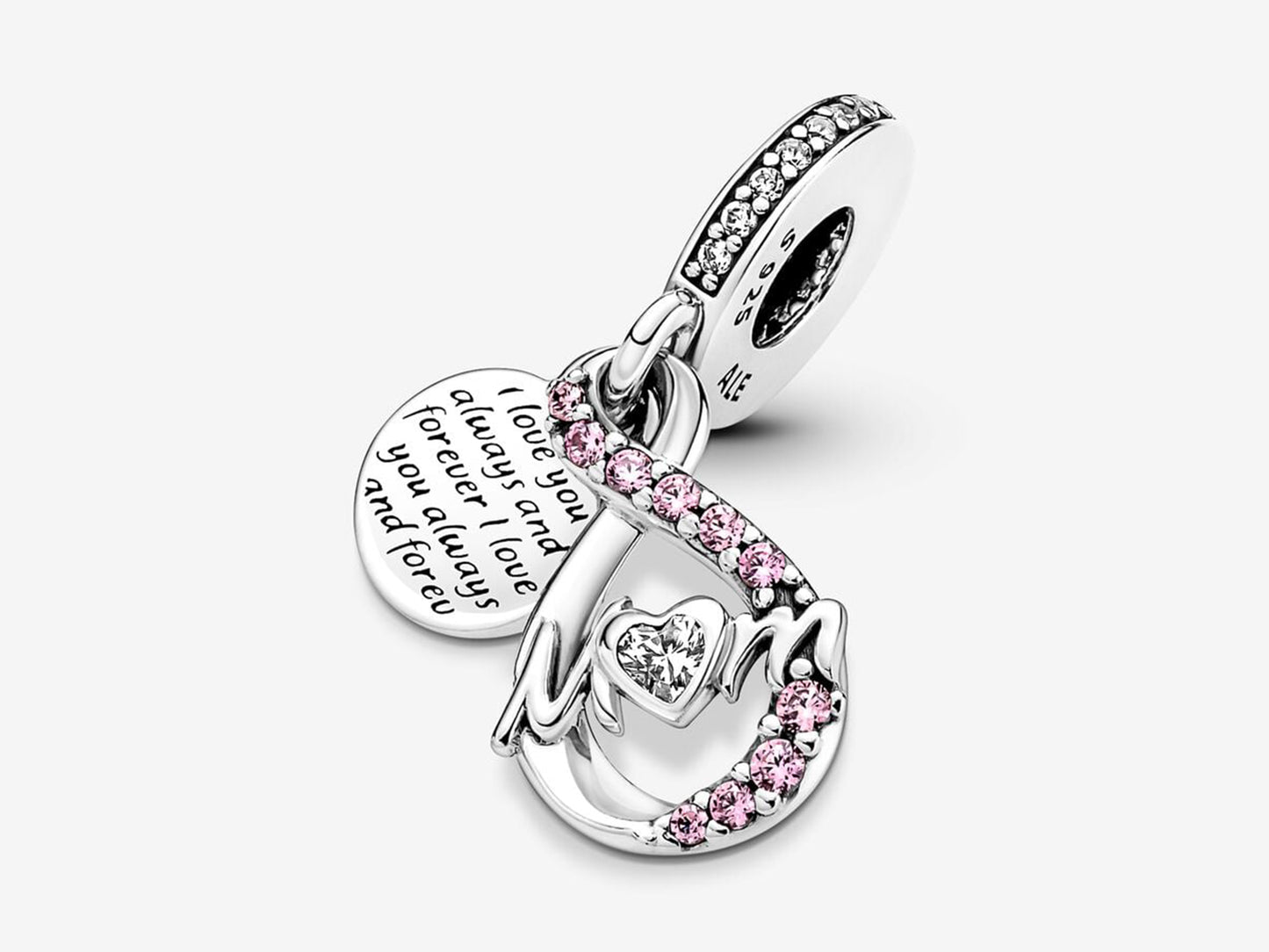 Mom Infinity Pavé Double Dangle Charm