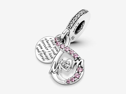 Mom Infinity Pavé Double Dangle Charm