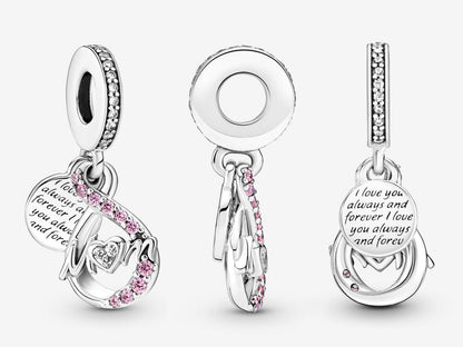 Mom Infinity Pavé Double Dangle Charm