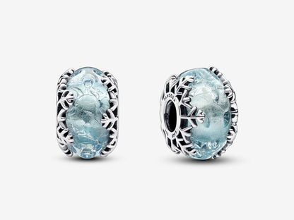 Winter Blue Snowflake Murano Charm