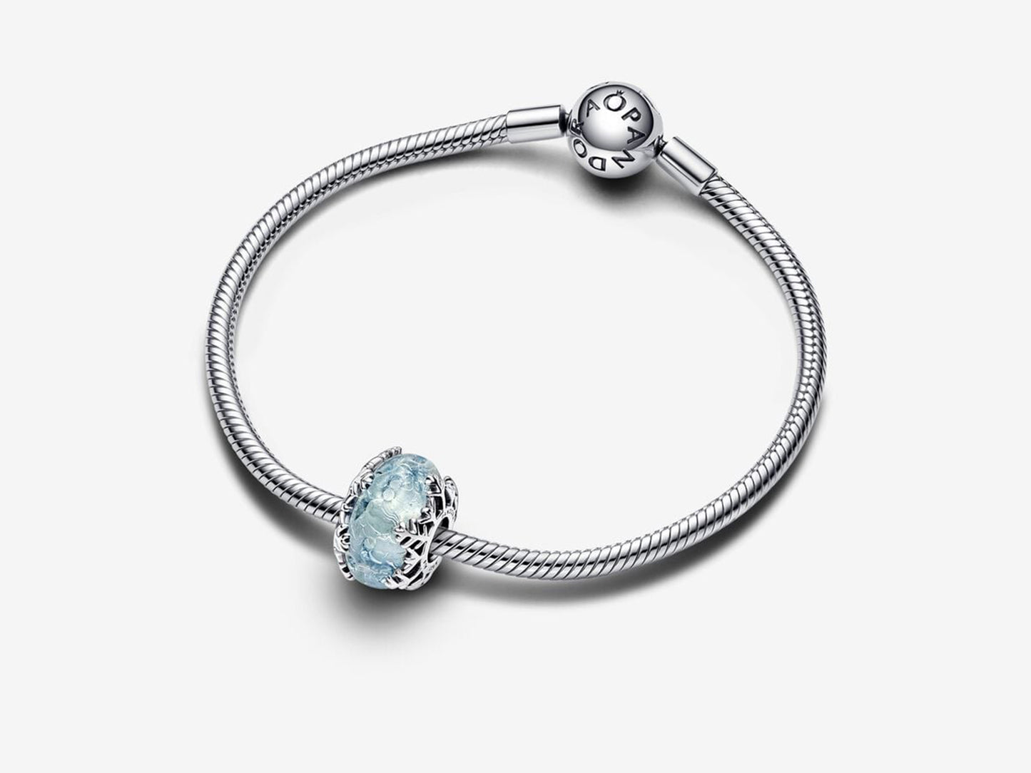 Winter Blue Snowflake Murano Charm