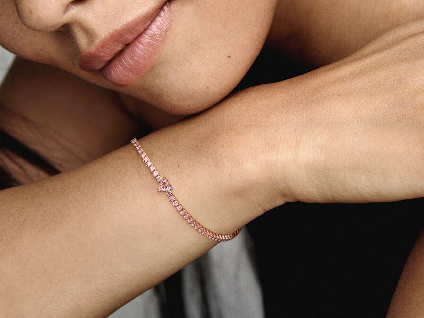 Sparkling Heart Tennis Bracelet