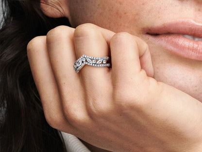 Sparkling Marquise Double Wishbone Ring