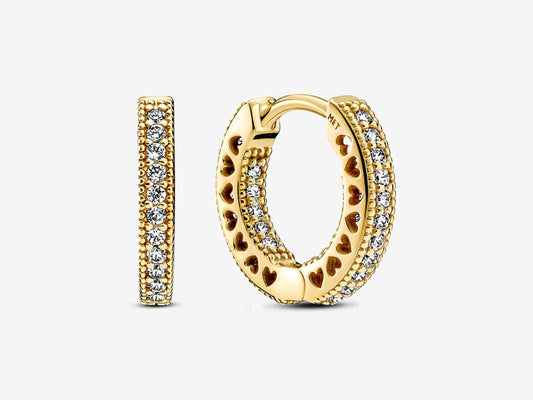 Pavé Heart Hoop Earrings