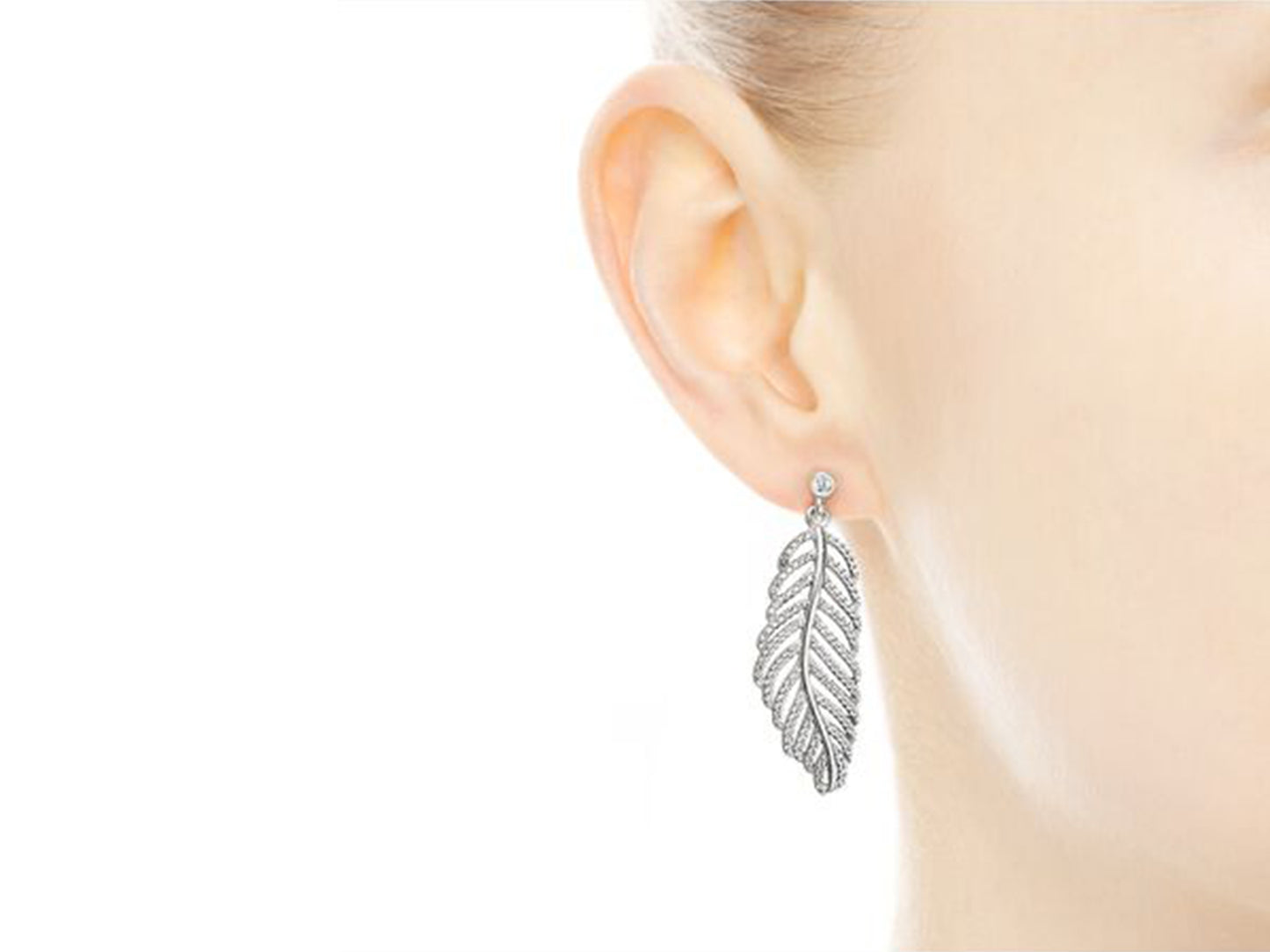 Gleaming Feather Drop Earrings
