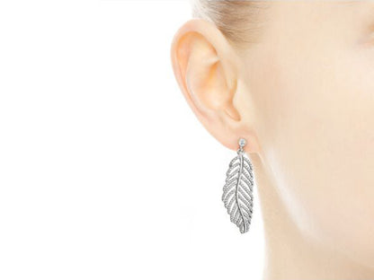 Gleaming Feather Drop Earrings