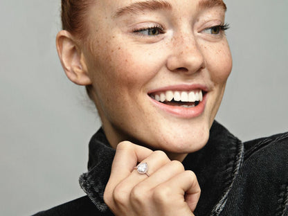Sparkling Teardrop Halo Ring