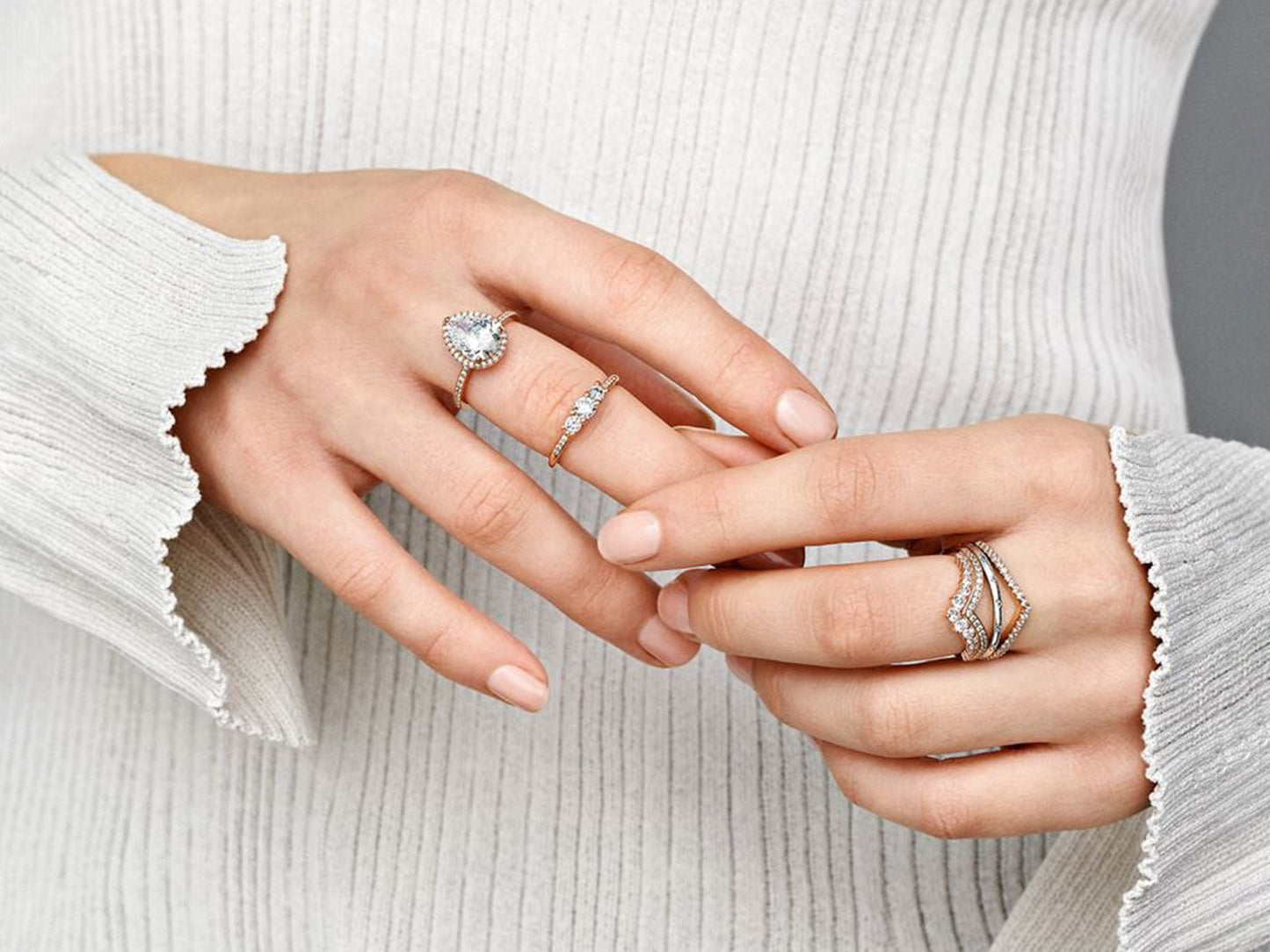 Sparkling Teardrop Halo Ring
