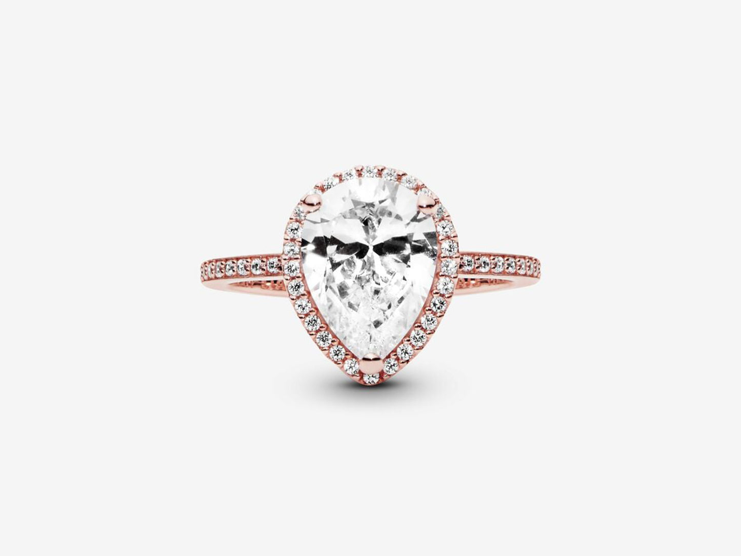 Sparkling Teardrop Halo Ring