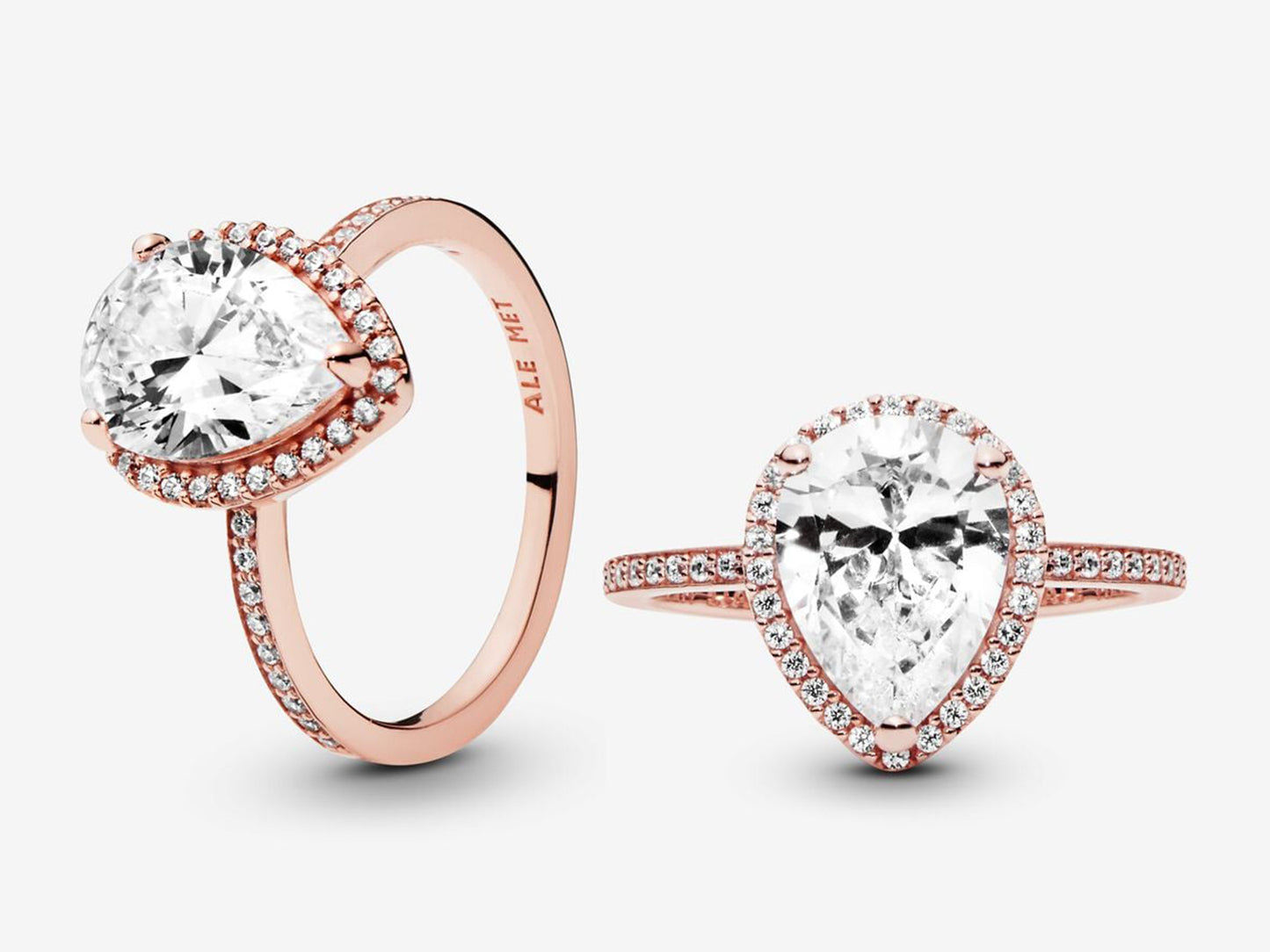 Sparkling Teardrop Halo Ring