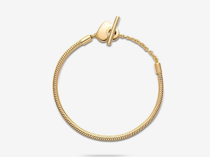 Heart T-Bar Snake Chain Bracelet