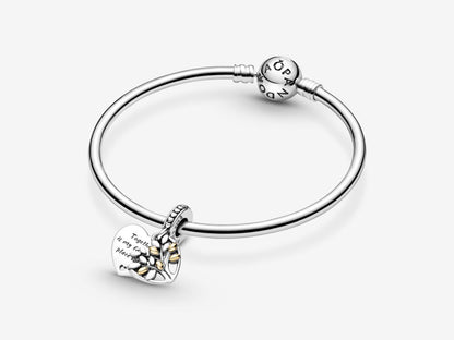 Two-Tone Family Tree Heart Charm