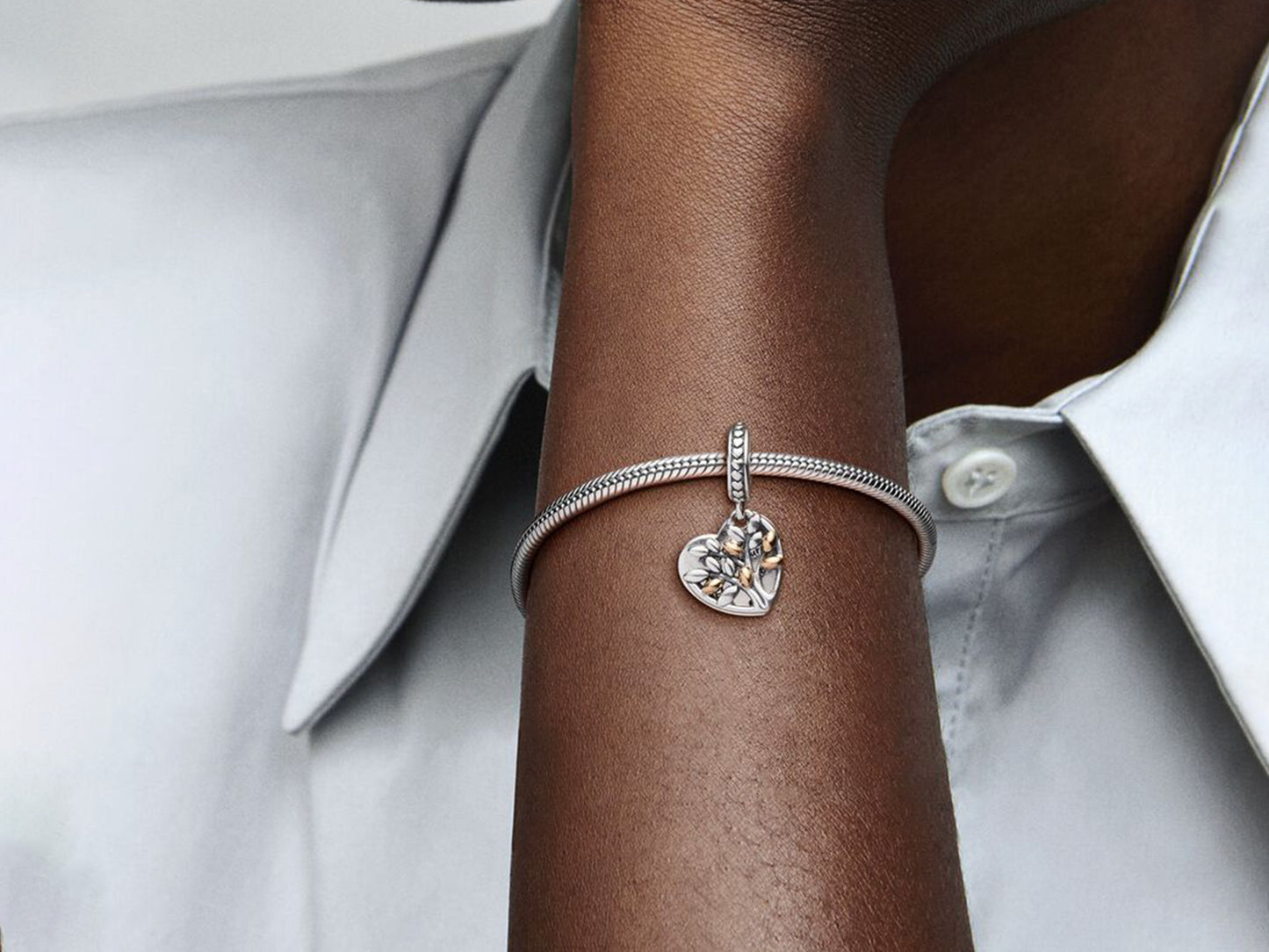 Two-Tone Family Tree Heart Charm